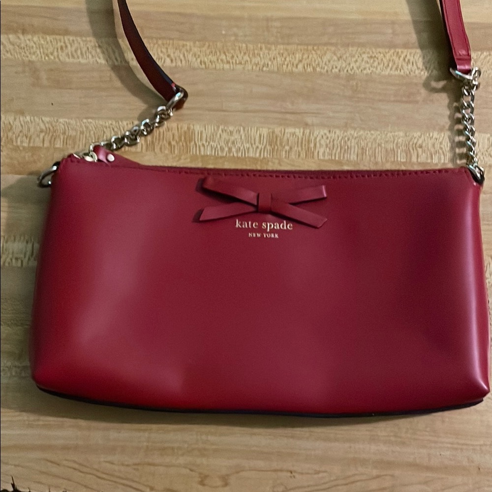 Kate Spade Red Shoulder Bag with Bow Detail